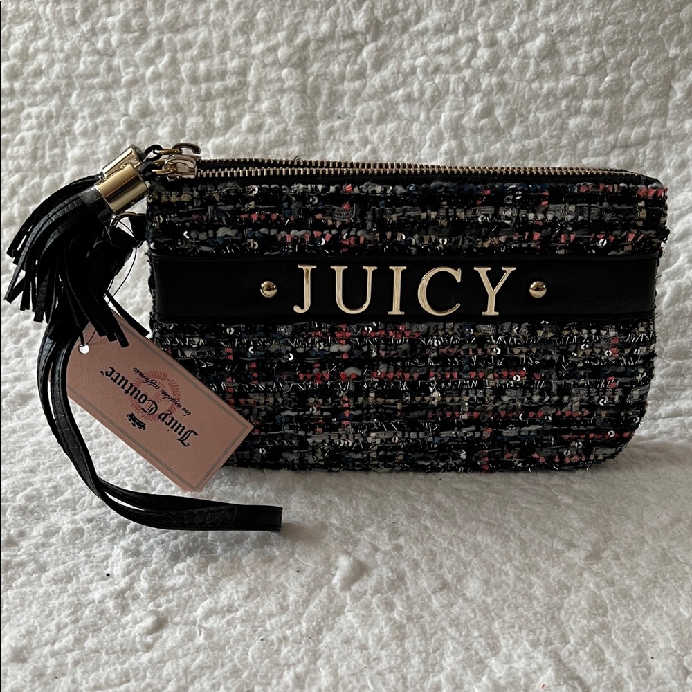 NWT Juicy Couture Multicolor Tweed Wristlet
